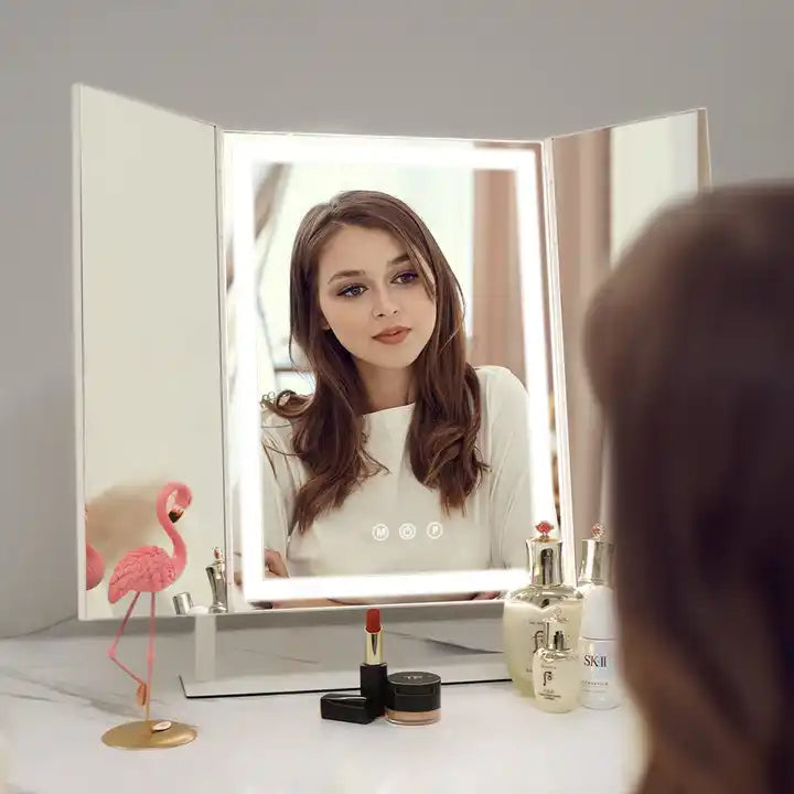 MODA Tri-Fold LED Desktop Mirror