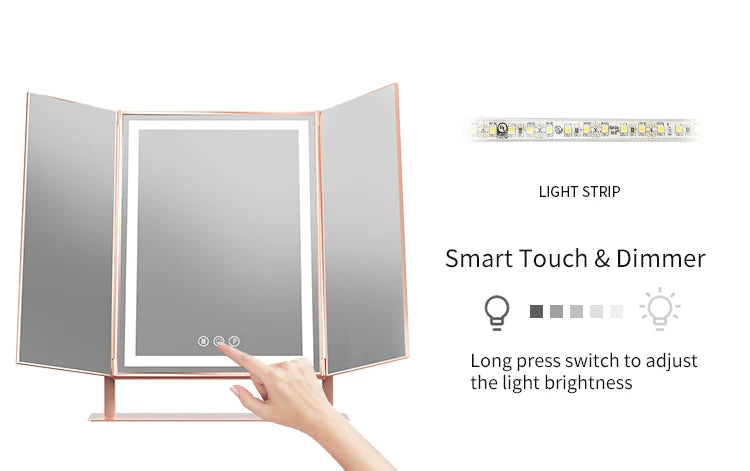 MODA Tri-Fold LED Desktop Mirror