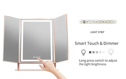 MODA Tri-Fold LED Desktop Mirror