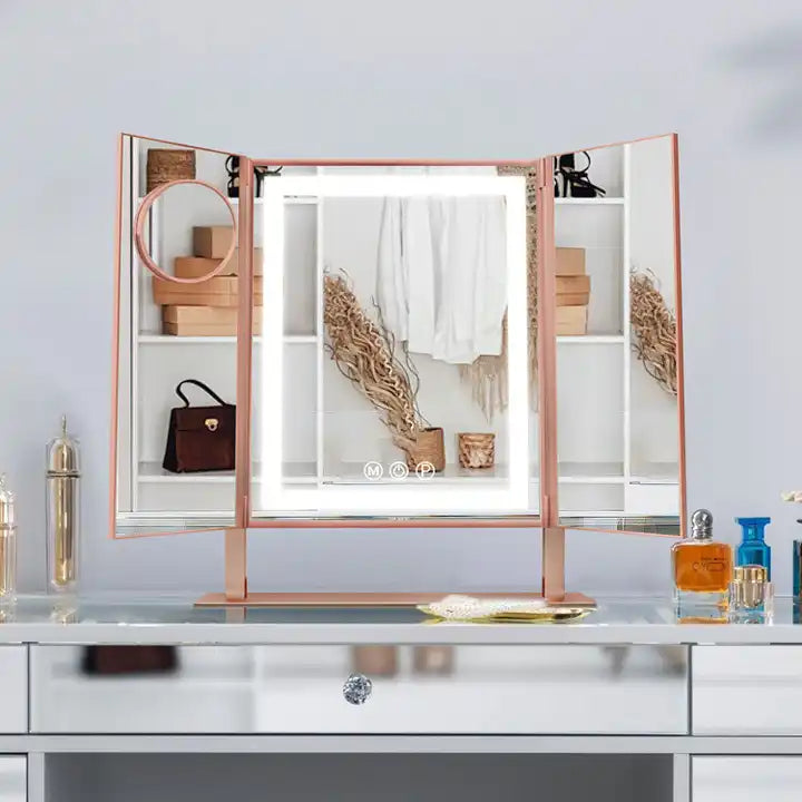 MODA Tri-Fold LED Desktop Mirror